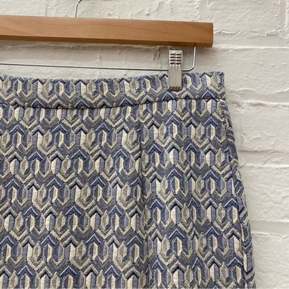 Anthropologie || Maeve Emmy Textured Pencil Skirt Geometric Blue Medium - Picture 2 of 8
